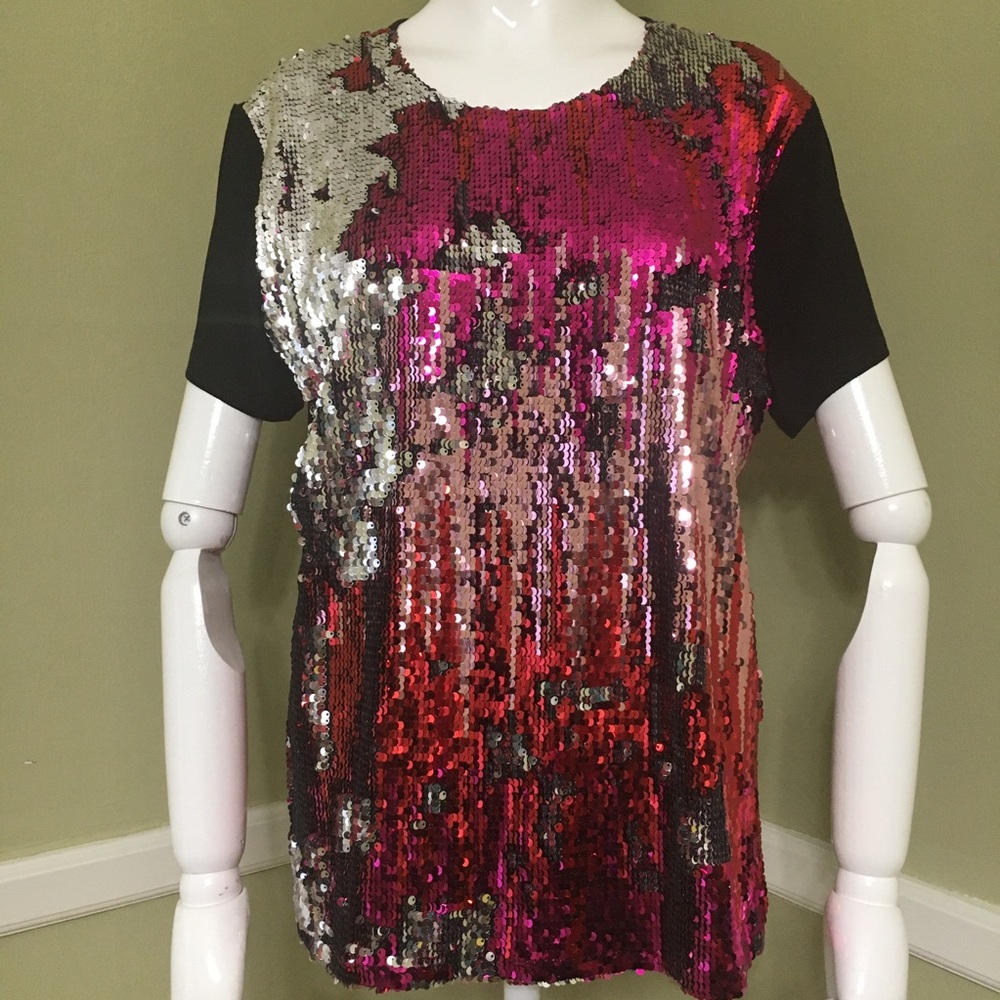 JW Sequin Black, Red, Pink, Silver Top